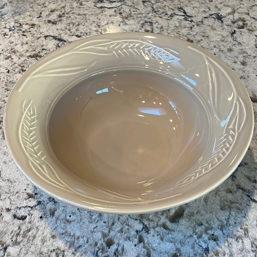 Pottery Barn by Dansk Serving Bowl Embossed Wheat Fall Harvest Thanksgiving